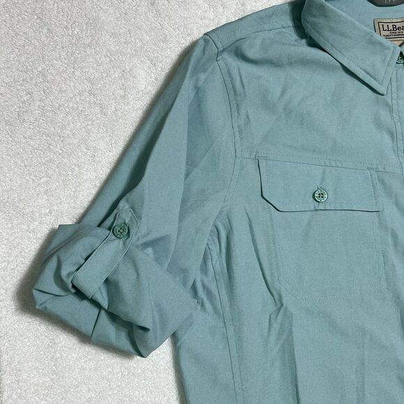 L.L. Bean No Fly Zone Shirt Women's M Blue Repellant Performance Outdoor UPF 50+ - Picture 14 of 17